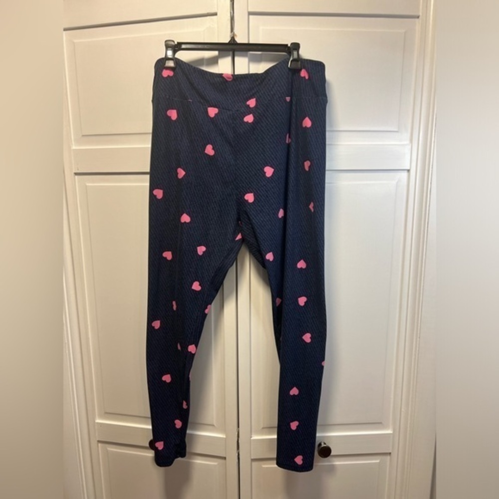 LuLaRoe TC2 ( Tall&Curvy Size18+) Blue Leggings With Pink Hearts